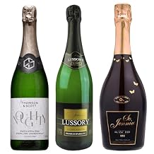Top Three 3 Sparkling White Wines Non-Alcoholic, Tasting Party, Discovery Set Featuring So Jennie Paris, Noughty Organic Sparkling, and Lussory Brut French, German, Spanish Selection
