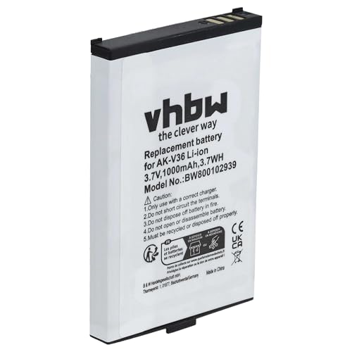vhbw Li-Ion Akku 1000mAh (3.7V) kompatibel mit Seniorentelefon, Handy Emporia Elegance, Premium, Plus, V35, V35T, Plus V36, Telecom Ersatz für AK-V35, AK-V36, AK-V37.
