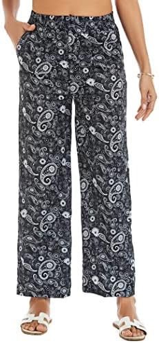 Women's Casual Loose Wide Leg Cozy Pants Yoga Sweatpants Comfy Summer High Waisted Sports Athletic Lounge Pants Plus Szie Black-Floral