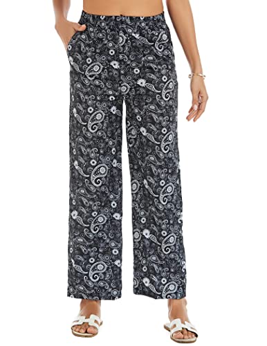 Women's Casual Loose Wide Leg Cozy Pants Yoga Sweatpants Comfy Summer High Waisted Sports Athletic Lounge Pants Plus Szie Black-Floral #TOP30