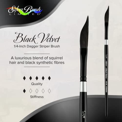 Silver Brush Limited 3012S1/4in Black Velvet Dagger Striper Watercolour Paint Brush, Size 1/4 Inch, Short Handle