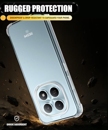Image of WOW IMAGINE Ultra-Hybrid Crystal Clear Back Case for Xiaomi Redmi Note 15 5G | Shockproof Design | Camera Protection Bump | Hard Mobile Back Cover with Cushioned Edges - Transparent