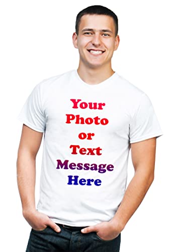 Image of MUKESH HANDICRAFTS Knitted Polycotton Fabric Regular Fit Men Boys Half Sleeve Photo T-Shirt Style 1 White Size : Free