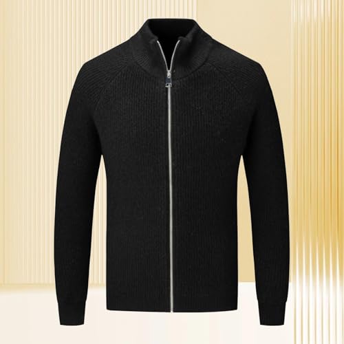 Men's Full Zipper Cardigan Casual Stand Collar Cardigans Sweater Ribbed Knit Soft Raglan Long Sleeve Sweaters2