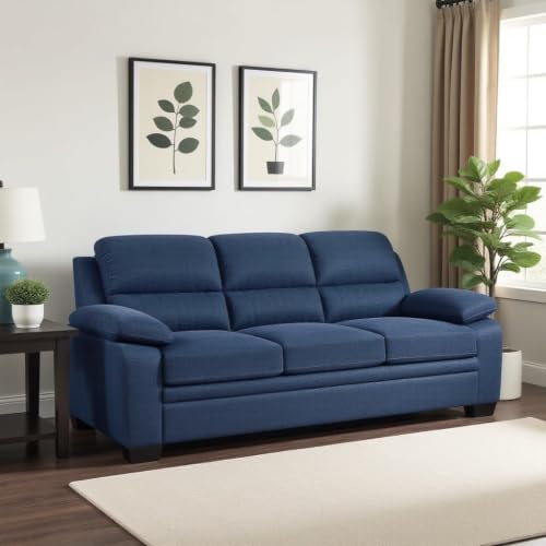 Image of Torque - Jett Plush Premium 3+2 Seater Sofa Set (Blue) | Sectional Sofa 5 Seater 3 Plus 2 | 5 Seater Fabric Sofa for Living Room Office | 1 Year Warranty