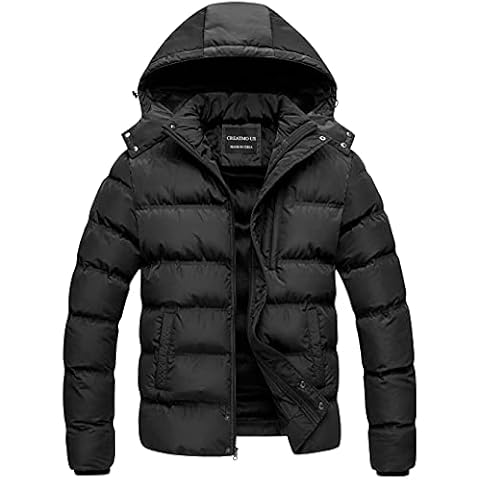 CREATMO US Men's Winter Coats Water-Resistant Puffer Jacket Waterproof Ultra Soft Classic Hooded Regular And Big Tall Size Coat Black S Cover