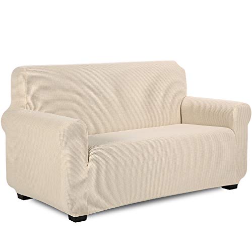 TIANSHUソファーカバー 2人掛け 肘付き 無地 縦横弾力 ストレッチ フィットタイプ 肘付き 滑り止め 柔らかい 伸縮素材伸び良く 四季適用 超便利 (ベージュ)