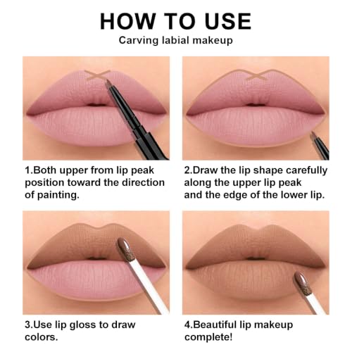 Image of evpct 3Pcs Chocolate Nude Brown True Nude Matte Lip Liner & Liquid Lipstick Stain Makeup Set for Women, Lip Liner Stain Long Lasting Waterproof Smudge Proof, Cruelty Free Lip Makeup 24 hours originale