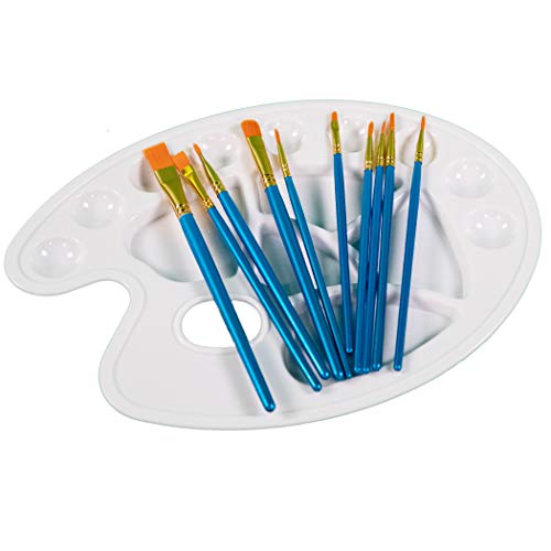Painting Supplies for Children and Adults 10 Brushes and 1 Palette Paint Tray and Brush Set for Acrylic Watercolour Painting and face or Rock Painting