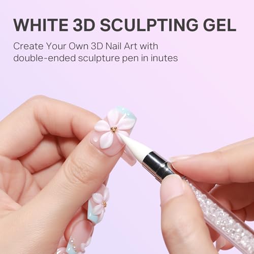 MIZHSE Weiß 3D Skulptur Nail Gel 30G 3D Gel Nail Art für Modellierung, Weiß Skulptur Nagel Glue Non Stick Hand, Rhinestone Glue für Nails Art mit Silikon Nagel Pinsel, DIY Maniküre Werkzeug 30g 1PC
