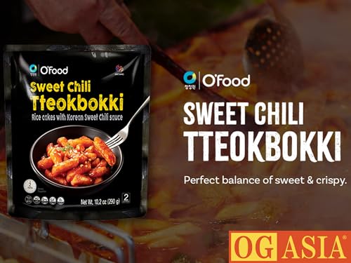 O’Food Tteokbokki mit Sweet Chili Sauce - Koreanische Reiskuchen - Süß-Scharf & Authentisch - OG ASIA - 290g