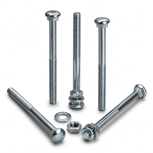 Image of Rely⇒VP INDUSTRIES (Combo Set-10 Pcs) 1 /4 inchx2.5 inch inch Stainless Steel Carriage Bolts Round Head, Square Neck with Hex Nut and Washer for Furniture,Door Fittings Joining Wood Boards Beds (Length-62 mm)