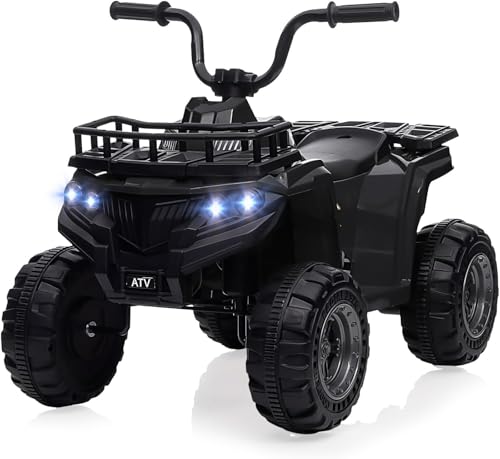 Elektro Quad, 12V Für Kinder Ab 2-5 Jahren, Elektrische ATV Mit LED-Lichtern, Musik Stoßfestem, Batterie & Sicherer Geschwindigkeitskontrolle, Noir