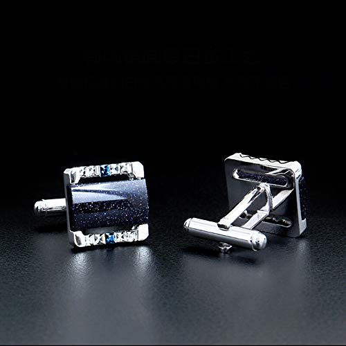 Bagtu Shinning Galaxy Cufflinks And Tie Clip Set With Gift Box And Greeting Card, Strip Galaxy Dark Blue Cufflinks And Tie Clip Gift Set For Men #TOP7