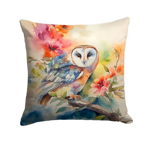 Caroline's Treasures Barn Owl Throw Pillow Machine Washable, Indoor Outdoor Decorative Pillow for Couch, Bed or Patio, 14Hx14W