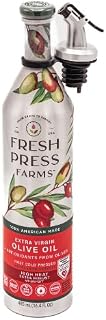 Fresh Press Farms Cold Pressed High Heat Extra Virgin Olive Oil, 16.4 Fl Oz, Georgia Grown, 100% American Made, Unrefined, Certified Whole30, Non-GMO, Keto, Paleo, Gluten Free