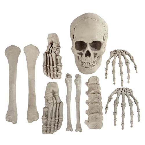 Cackle & Co 10 Piece Skeleton Bones Set Halloween Graveyard Decoration Plastic Party Prop