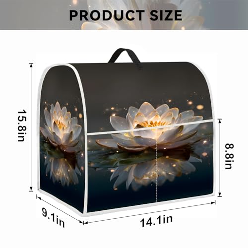 Image of Kitchen Dust Cover Compatible with 4.5 5 6 8 quart Stand Mixer, Kitchen Appliance Protective Covers with Top Handle and Pocket (Lotus, For All 6-8 qt Mixer)