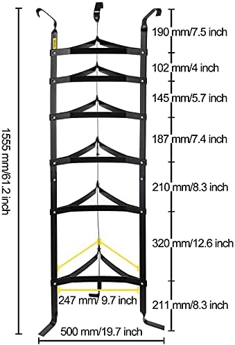 VEVOR 6-Tier Cookware Stand, 61-inch Multi-Layer Pot Rack, Carbon Steel Shelf, Storage Tower, Unassembled Kitchen Corner for Pans, Pots, Baskets and Kettles, Matte Black