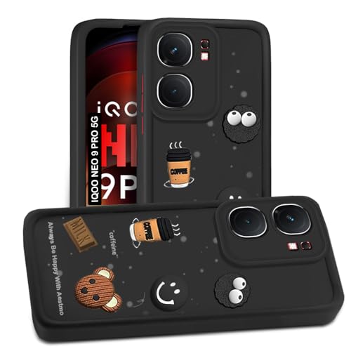 Image of AESTMO Back Case Cover for iQOO Neo 9 Pro 5G Cover | Cute Fun Cartoon 3D Ball | Coffee Silicone Case | Full Body Protection | Camera Protection Back Cover for iQOO Neo 9 Pro 5G (Black)
