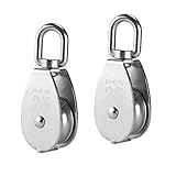 YAMASO,2Pcs 304 Stainless Steel M25 Silver Single Pulley Block Wire Rope Hanging Wire Towing Wheel