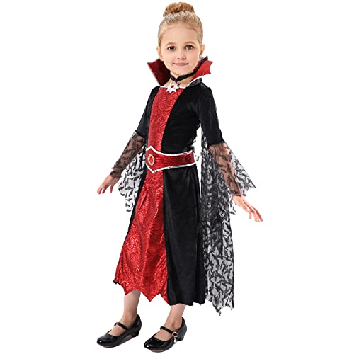 Lingway Toys Girls Vampire Costume Royal Halloween Textured Vampire Queen Dress With Accessoires,Small(4-6Years) #TOP2