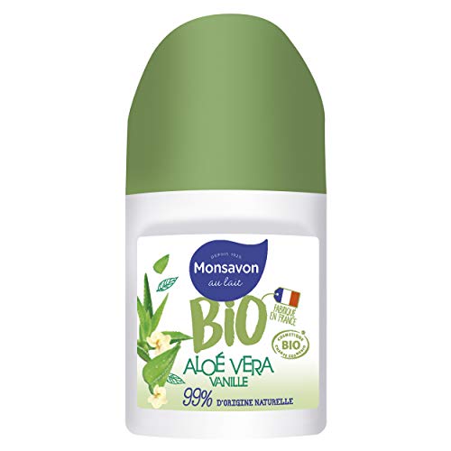 Monsavon Déodorant Bio Femme Bille Senteur Aloé Vera et Pointe de Vanille, sans Alcool, 50 ml