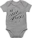 Produktbild Baby Body Junge Mädchen - Papa - My Daddy rocks - 1/3 Monate - Grau meliert - babykleidung gitarre geschenk vatertag metal bodys strampler für vatertagsgeschenk dad vater babysachen kleidung