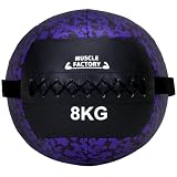 MUSCLE FACTORY メディシンボール 8kg ソフト トレーニング ボール ウエイトボール 体幹 筋トレ 陸上 球技 フィットネス 筋トレ器具 取っ手改良 陸上 野球 ゴルフ 単品 (バイオレットカモフラージュ)