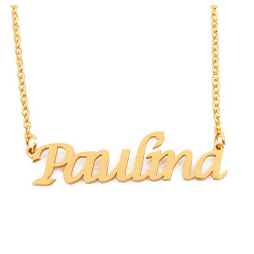 Kigu Collar con nombre de Paulina chapado en oro de 18 quilates, colgante personalizado con nombre delicado, joyería para damas, novia, madre, hermana, amigas, bolsa y caja