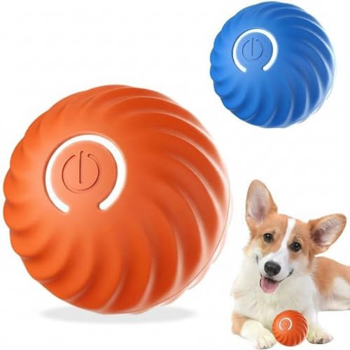2 Pack USB Rechargeable Smart Dog Toy Ball – Interactive Rolling Pet Exercise Ball with LED Lights, Automatic Motion, Durable ABS Build for Dogs and Puppies