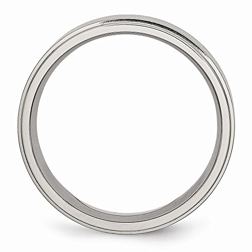 Sonia Jewels Titanium Ridged Edge 7mm Brushed and Polished Wedding Band2