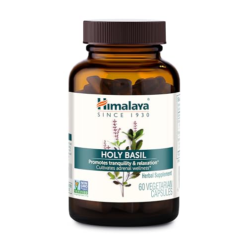 Himalaya Holy Basil Capsules-720mg Holy Basil Supplement Support for Stress Relief Reduce Cortisol Relaxation Energy Support and Occasional Sleeplessness -Vegan Non-GMO Gluten Free 60 Capsules