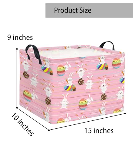 Image of Rectangular Easter Basket Easter Basket for Kids Baby Storage Basket Cute Toy Storage Bin Organizer Shelf Book Basket Easter Room Decor(Line Easter Egg)