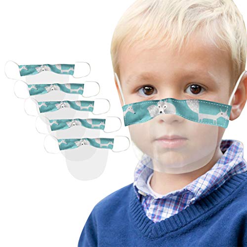 Preisvergleich Produktbild TOPEREUR 5 Stück Kinder Gesichtsschutz Gesichtsschild Offene Visier Mundschutz Wiederverwendbar Transparent Staubdicht VisierMundschutz Schutzschild für Schulkinder Jungen Mädchen