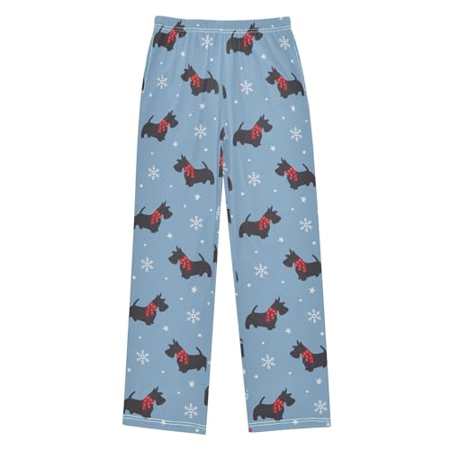 Boys' Pants Scottish Terrier Dog Snow Long Bottoms Jogger Pants Elastic Waist Trousers with Pockets S-XL