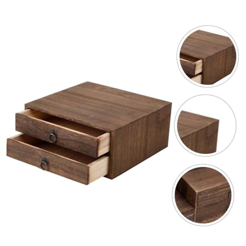Veemoon 復古風多層引き出し式木製茶箱 プーアル茶ケーキ収納に 通気性とを備えた耐久性ホームティーボックス