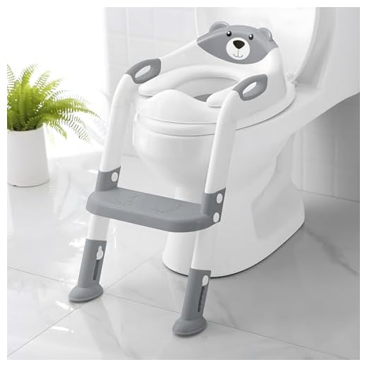 Toilet Potty Training Seat with Step Stool Ladder,SKYROKU Potty Training Toilet for Kids Boys Girls Toddlers-Comfortable Safe Potty Seat with Anti-Slip Pads Ladder (Grey)
