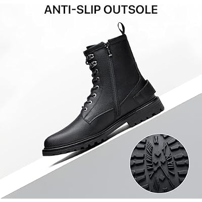 Jousen Mens Boots High Top Motorcycle Boots Fashion Zipper Mens Casual Boots Chukka Dress Combat Boots
