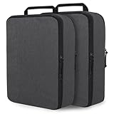Extra Large Compression Packing Cubes for Travel Essentials, 2 Set Expandable Travel Cubes for Packing Compression Bags Luggage Suitcase Organizer, Black
