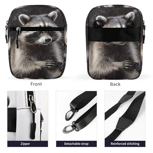 Personalized Small Crossbody Bag Water Resistant Messenger Bags Mini Raccoon Printing SlingBag For Men Women3