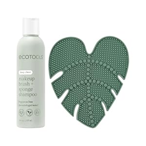 EcoTools Makeup Brush Cleansing Pad + Deep Clean Shampoo Bundle, Brush Cleaner Mat & Makeup Brush Cleanser For Deep Cleaning Tools, Clean Formula, Cruelty-Free, & Vegan, 2 Piece Set