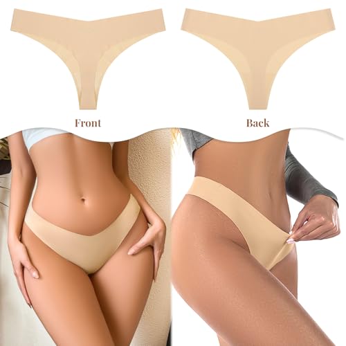 Yolev 6er Pack Seamless Tanga Damen String Nahtlose Unterhosen Unsichtbarer Slips String Tangas Frauen Nahtlos Slips Nahtloser Tanga für Damen Unsichtbarer V Taillen Slip (Mehrfarbig, M)