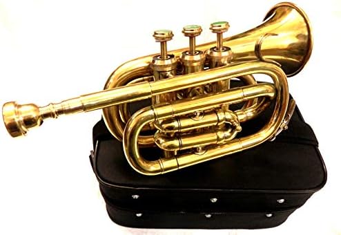 IM - Indian Brass Pocket Trumpet Brass Finish Awesome Sounds Quality Bb W/Case+Mp Gold
