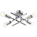 Mshamy 4-Light Semi Flush Mount Ceiling Light Fixture, Chrome Modern Industrial Sputnik Chandelier,