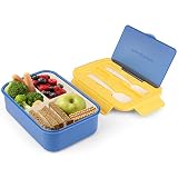 Material de seguridad alimentaria: la fiambrera Coolzon Bento Box está hecha de material PP, la fiambrera para adultos con 2 capas y 3 compartimentos, libre de BPA y no tóxica. Saludable para niños y adultos. lunch box fácil de limpiar, sin olor y con acabado antigoteo.