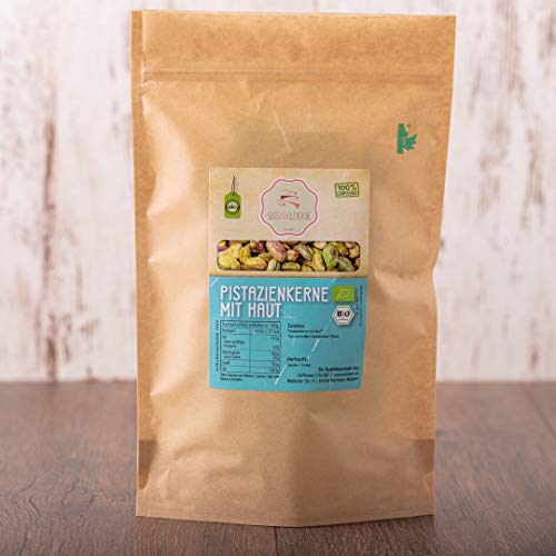 süssundclever.de® Pistazien mit Haut Bio | 250 g | aus Spanien | Premium Qualität | plastikfrei abgepackt in ökologisch-nachhaltiger Bio-Verpackung
