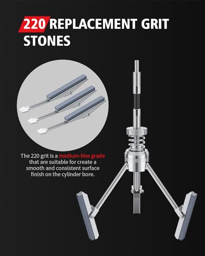 Kolvoii US-K038 Cylinder Hone Tool Set With Tool Box, Adjustable Engine Cylinder Honing Tool For Sizes 3/4 Inch To 7 Inch Cylinders, 1-1/8", 3 Inch And 4 Inch Diameters With Extra 11 Piece Replacement Honing Stones 220 Grit thumb #2