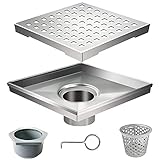 Square Shower Drain Kit-6‘’ Stainless Steel Bathroom Floor Drain Set (CUPC Certified) Equipped with
