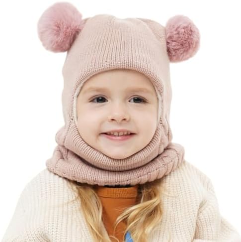 AYPOW Warme winter bivakmuts voor baby's en kinderen van 1 tot 6 jaar, winddichte thermische multifunctionele sjaal voor meisjes jongens peuters, gebreide gezichtsmasker hoeden met fleece gevoerd